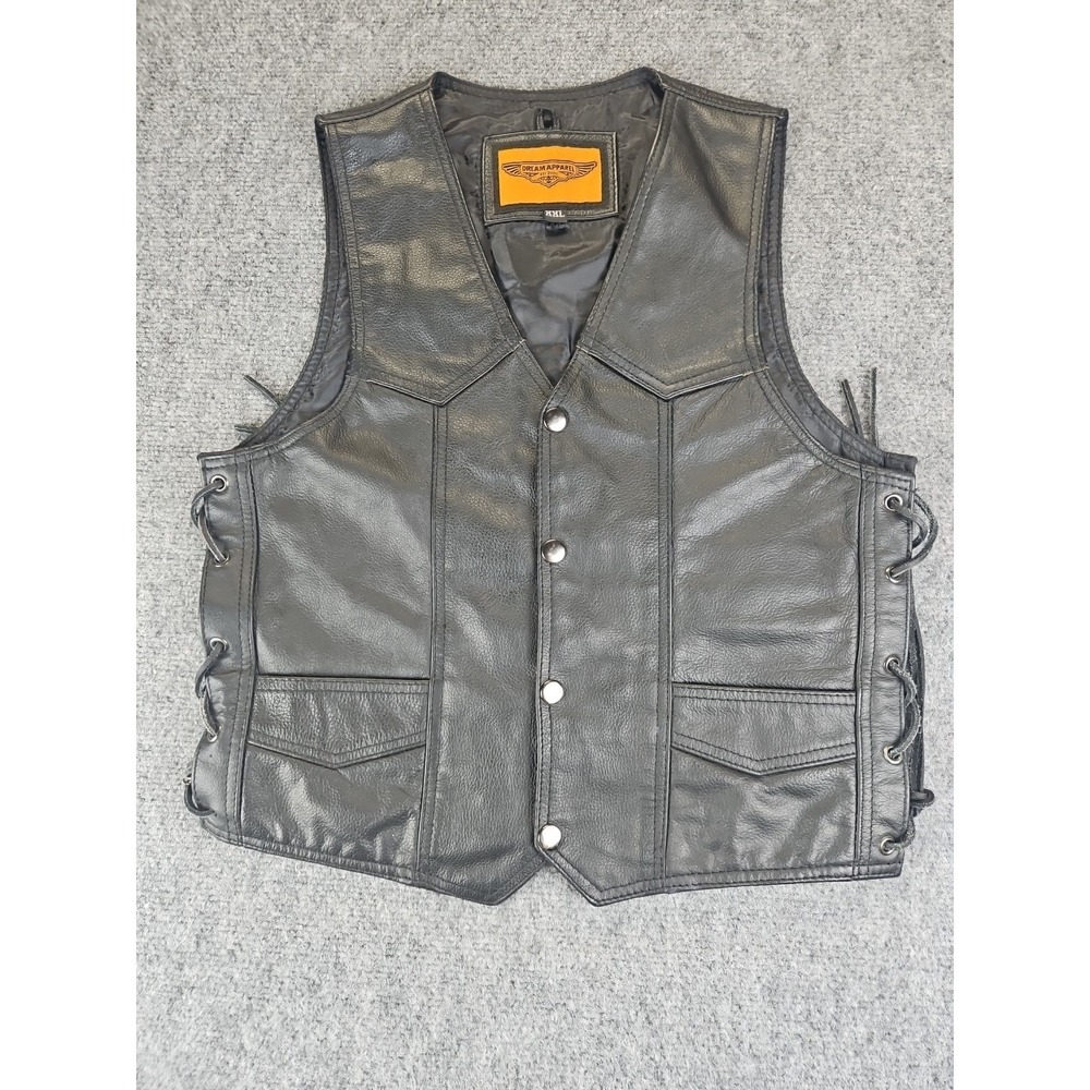 USA‎ Bikers Dream Apparel Women XXL ??? Black Leather  Biker Vest Braided 1382